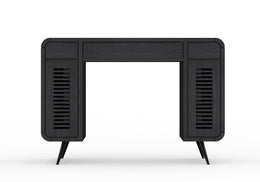 Gyana: Mango Wood Desk With Two Door and Drawer Storage + Metal Legs