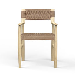 Prana: Mango Wood & Rope Weaving Dining Chair with Handrest