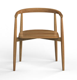 Laya: Mango Wood Curved Dining Chair with Wood Seat