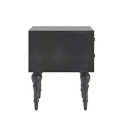 Mukti: Mango Wood & Cane 2 Drawer Bed Side With Turned Legs