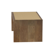 Gamya: Mango Wood Coffee Table With Cane on Top