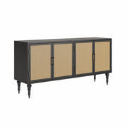 Siddha: Mango Wood & Cane 4 Door Sideboard With Turned Legs
