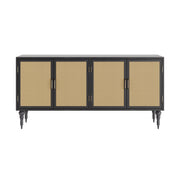 Siddha: Mango Wood & Cane 4 Door Sideboard With Turned Legs