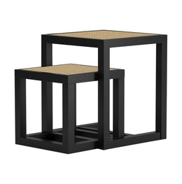 Samsara: Mango Wood Set of Two Accent Table With Cane Top