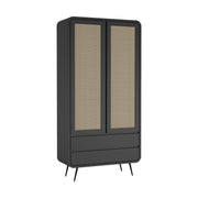 Kalpa: Mango Wood & Cane 2 Door 2 Drawer Wardrobe With Metal Legs