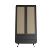 Kalpa: Mango Wood & Cane 2 Door 2 Drawer Wardrobe With Metal Legs