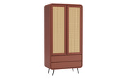 Kalpa: Mango Wood & Cane 2 Door 2 Drawer Wardrobe With Metal Legs