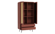 Kalpa: Mango Wood & Cane 2 Door 2 Drawer Wardrobe With Metal Legs