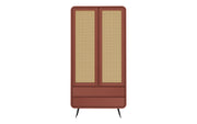 Kalpa: Mango Wood & Cane 2 Door 2 Drawer Wardrobe With Metal Legs