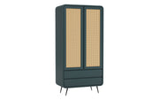Kalpa: Mango Wood & Cane 2 Door 2 Drawer Wardrobe With Metal Legs