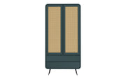 Kalpa: Mango Wood & Cane 2 Door 2 Drawer Wardrobe With Metal Legs