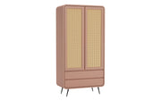 Kalpa: Mango Wood & Cane 2 Door 2 Drawer Wardrobe With Metal Legs