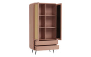 Kalpa: Mango Wood & Cane 2 Door 2 Drawer Wardrobe With Metal Legs