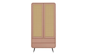 Kalpa: Mango Wood & Cane 2 Door 2 Drawer Wardrobe With Metal Legs