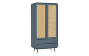 Kalpa: Mango Wood & Cane 2 Door 2 Drawer Wardrobe With Metal Legs