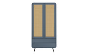 Kalpa: Mango Wood & Cane 2 Door 2 Drawer Wardrobe With Metal Legs