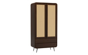 Kalpa: Mango Wood & Cane 2 Door 2 Drawer Wardrobe With Metal Legs