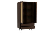 Kalpa: Mango Wood & Cane 2 Door 2 Drawer Wardrobe With Metal Legs
