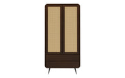 Kalpa: Mango Wood & Cane 2 Door 2 Drawer Wardrobe With Metal Legs