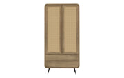 Kalpa: Mango Wood & Cane 2 Door 2 Drawer Wardrobe With Metal Legs