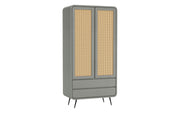 Kalpa: Mango Wood & Cane 2 Door 2 Drawer Wardrobe With Metal Legs