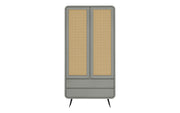 Kalpa: Mango Wood & Cane 2 Door 2 Drawer Wardrobe With Metal Legs