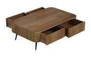 Ichchha: Mango Wood Coffee Table With Fluted Design 4 Drawer