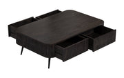 Ichchha: Mango Wood Coffee Table With Fluted Design 4 Drawer