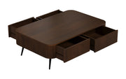 Ichchha: Mango Wood Coffee Table With Fluted Design 4 Drawer