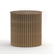 Ekata: Mango Wood Round End Table With Fluted Design