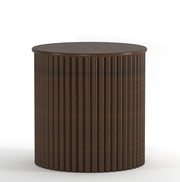 Ekata: Mango Wood Round End Table With Fluted Design