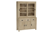 Pratibha - Mango Wood Glass Door Hutch or Kitchen Cabinet