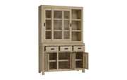 Pratibha - Mango Wood Glass Door Hutch or Kitchen Cabinet