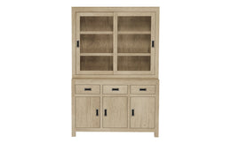 Pratibha - Mango Wood Glass Door Hutch or Kitchen Cabinet