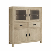 Vijnana: Mango Wood Glass Door & 2 Drawer Tall Sideboard