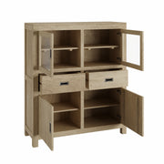 Vijnana: Mango Wood Glass Door & 2 Drawer Tall Sideboard