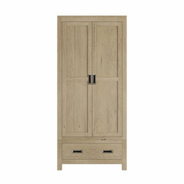 Ruchira: Mango Wood Two-Part Wardrobe, 2 Doors, 1 Drawer Base
