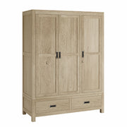 Garima: Mango Wood Three-Door Wardrobe with Two-Drawer Base