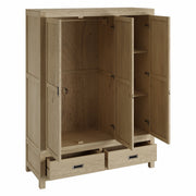 Garima: Mango Wood Three-Door Wardrobe with Two-Drawer Base