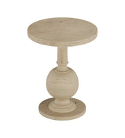 Vasana: Mango Wood Round End Table With Pedestal Base