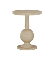 Vasana: Mango Wood Round End Table With Pedestal Base