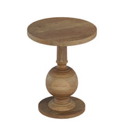 Vasana: Mango Wood Round End Table With Pedestal Base