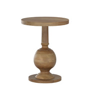 Vasana: Mango Wood Round End Table With Pedestal Base