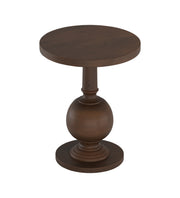 Vasana: Mango Wood Round End Table With Pedestal Base