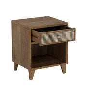 Chaya: Mango Wood & Cane 1 Drawer Bed Side
