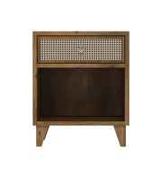 Chaya: Mango Wood & Cane 1 Drawer Bed Side
