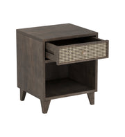 Chaya: Mango Wood & Cane 1 Drawer Bed Side