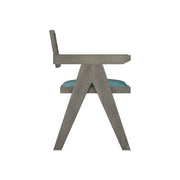 Nishadana: Mango Wood Dining Chair with Recycled Fabric Seating and Cane Backrest