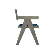 Nishadana: Mango Wood Dining Chair with Recycled Fabric Seating and Cane Backrest