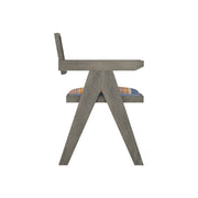 Nishadana: Mango Wood Dining Chair with Recycled Fabric Seating and Cane Backrest